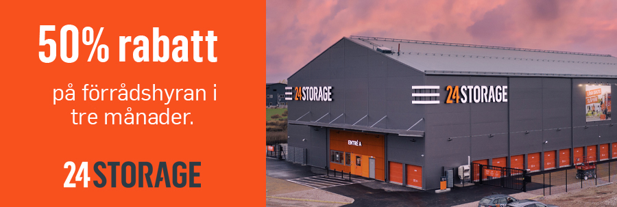 50% rabatt på förrådshyran hos 24Storage
